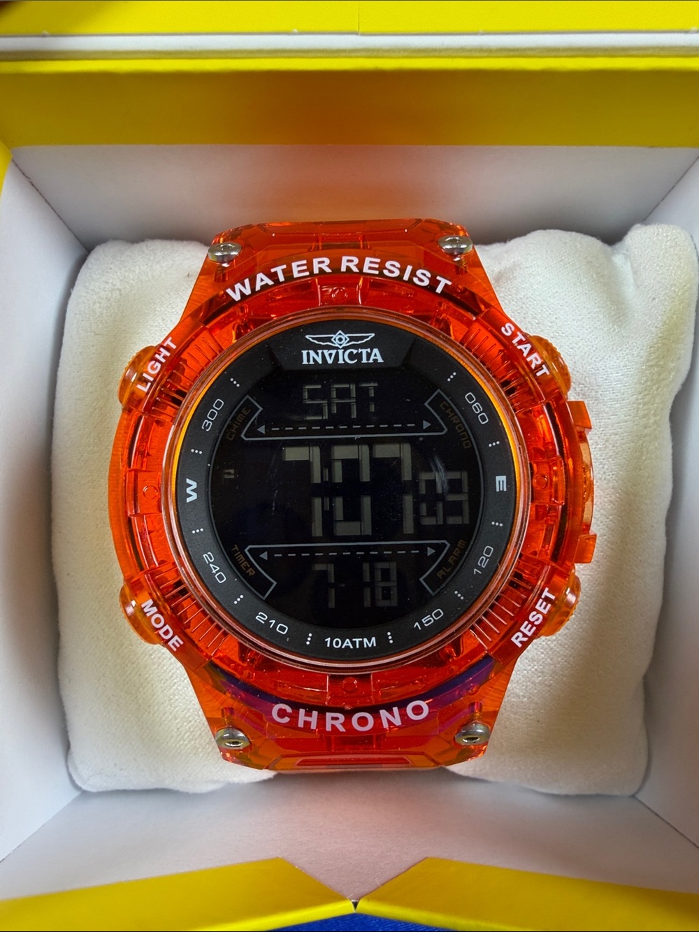 Invicta Orange Digital Chronograph Water-Resist Sport Watch
